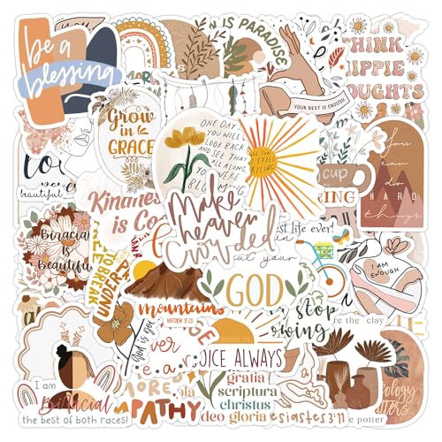 50 Stk Boho Sticker Aufkleber für Laptop Telefon Scrapbook Skateboard Koffer Gitarre, Aesthetic Vintage Wasserfeste Stickerset für Kinder Teenager Erwachsene (B) von Kaderas
