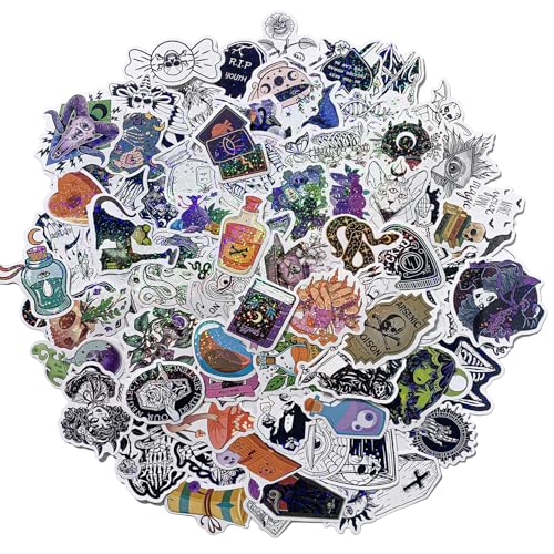 Gothic Aufkleber Holografisch Goth Sticker, 100 Stück Halloween Vinyl Aufkleber für Auto Laptop Skateboard Fahrrad Koffer Helm Motorrad Gothic Aufkleber Holografisch Goth Sticker, 100 Stück Halloween Vinyl Aufkleber für Auto Laptop Skateboard Fahrrad Koffer Helm Motorrad von Kaderas
