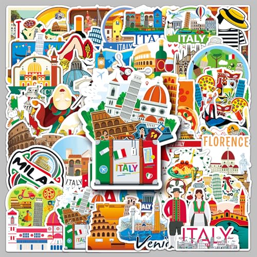 Italien Sticker 50 pcs, Reise Aufkleber Venedig Mailand Schiefer Turm von Pisa Landmark Italien Sticker 50 pcs, Reise Aufkleber Venedig Mailand Schiefer Turm von Pisa Landmark von Kaderas