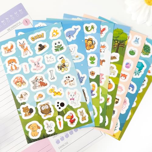 Kaderas Aufkleber Kinder Tiere, 8pcs Über 214 Motiv Klein Tier Sticker für Scrapbooking Fotoalbum Geschenke Grundschule Lehrerbedarf von Kaderas