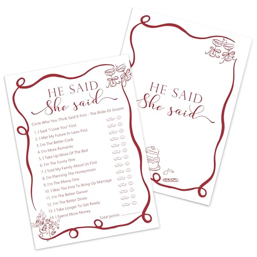 Kaderas Hen Party Games Cards, He Said She Said Funny Party Accessories, 30 Bridal Shower Games Cards (Wellenrand) von Kaderas