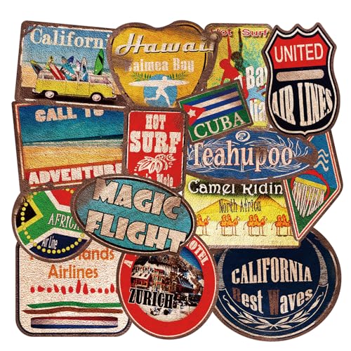Retro Vintage Aufkleber, 36 Groß Reise Stickers für Auto Koffer Skateboard Skate Guitar von Kaderas