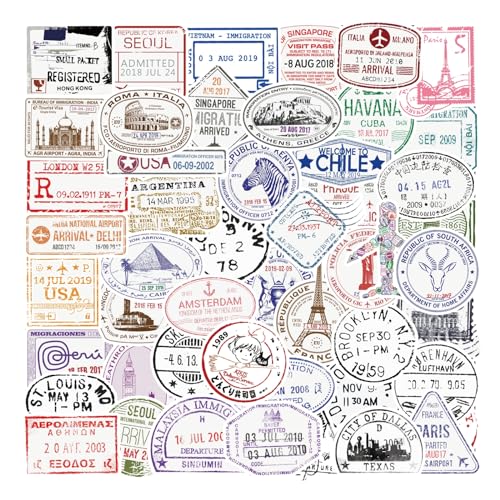 Vintage Poststempel Sticker 50 Stück, Retro Reisen Briefmarken Aufkleber Transparent für Scrapbook Koffer Helm Laptop Wasserflasche Vintage Poststempel Sticker 50 Stück, Retro Reisen Briefmarken Aufkleber Transparent für Scrapbook Koffer Helm Laptop Wasserflasche von Kaderas