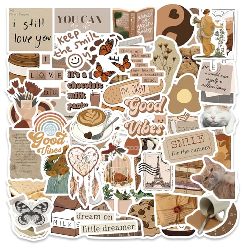Vintage Sticker Aesthetic Aufkleber 60 Stücke, Retro Vinyl Aufkleber für Kindle Scrapbook Laptop Helm Koffer (60 Vintage) von Kaderas