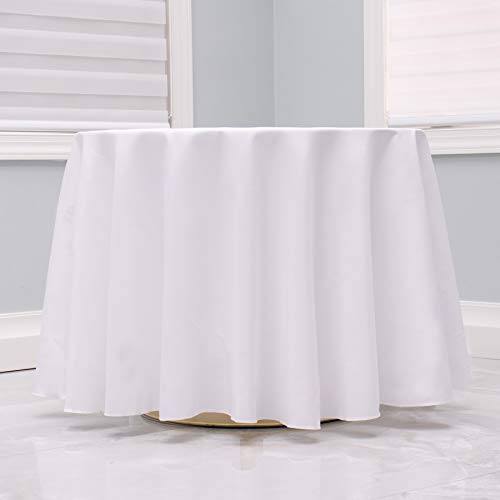 Kadut Tischdecke – Runde Tischdecken für runde Tischdecke aus waschbarem Polyester – ideal für Buffettisch, Partys, Urlaubsessen und mehr 120 Inch Round weiß von Kadut