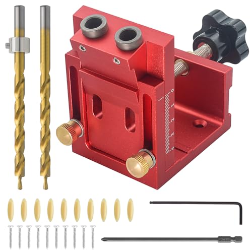 Kaelah Pocket Hole Jig Set, Schrägloch Bohrschablone, Taschenloch Bohrschablone mit 2 HSS φ9mm Bohrer, Schräg Bohrvorrichtung mit 10 Schrauben und 10 Holzbearbeitungsstöpseln, Taschenloch Bohrhilfe Kaelah Pocket Hole Jig Set, Schrägloch Bohrschablone, Taschenloch Bohrschablone mit 2 HSS φ9mm Bohrer, Schräg Bohrvorrichtung mit 10 Schrauben und 10 Holzbearbeitungsstöpseln, Taschenloch Bohrhilfe von Kaelah