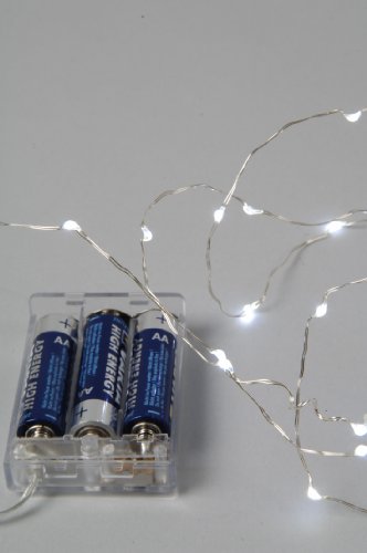 Kaemingk Batterie Micro LED Licht mit Silberdraht Wasserfest, 1 m, 20 Lichter, kaltweiße Dioden 482382 von Kaemingk