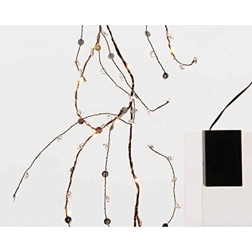 Micro LED Zweiggirlande für Innen | batteriebetrieben | mit 30 warmweißen LED's | 1,2 m Länge | mit silbernen Pailletten von Kaemingk