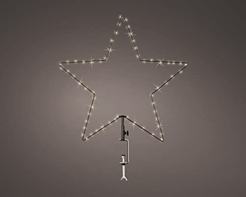 dekorative LED Leuchte Silhouette Stern mit praktischer Geländerklemme für innen und außen ca. 50 cm inkl. 60 LED´s in warmweiß batteriebetrieben von Kaemingk