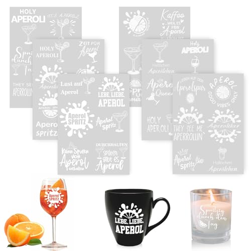Aperol Gläser Geschenk Rub on Sticker, Aperol Spritz Gläser 6 Stück Sticker für Deko Glas Party, Holy Aperoli Aufkleber Sommer, Personalisiert Kunststoff Transferfolie Kaempe von Kaempe
