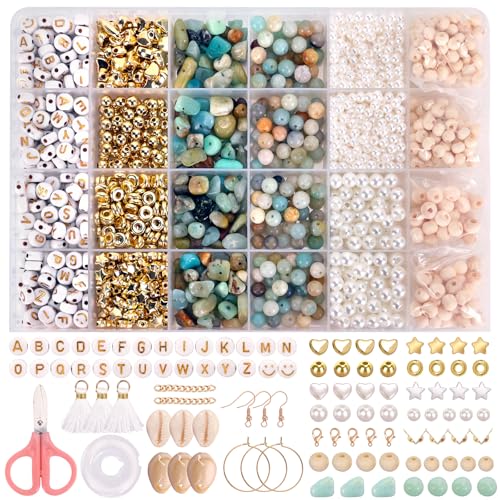 Kaempe Natürliche Amazonit Perlen für Armbänder, Armbänder Selber Machen Perlen Set, DIY Schmuck Halskette Ohrring Kette Geeignet für Kinder Erwachsene, Schmuckbastelsets für Mädchen Jungs Kaempe Natürliche Amazonit Perlen für Armbänder, Armbänder Selber Machen Perlen Set, DIY Schmuck Halskette Ohrring Kette Geeignet für Kinder Erwachsene, Schmuckbastelsets für Mädchen Jungs von Kaempe