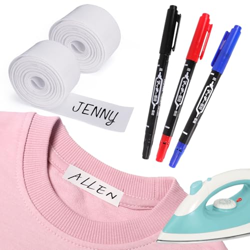 Namensetiketten für Kleidung, 4m x 1.8cm Bügeletiketten mit 3 Farbige Stifte, Namensschilder Kleidung,Personalisierbare Etiketten für Kleidung Kinder Pflegeheime Wäscheetiketten Namensetiketten für Kleidung, 4m x 1.8cm Bügeletiketten mit 3 Farbige Stifte, Namensschilder Kleidung,Personalisierbare Etiketten für Kleidung Kinder Pflegeheime Wäscheetiketten von Kaempe