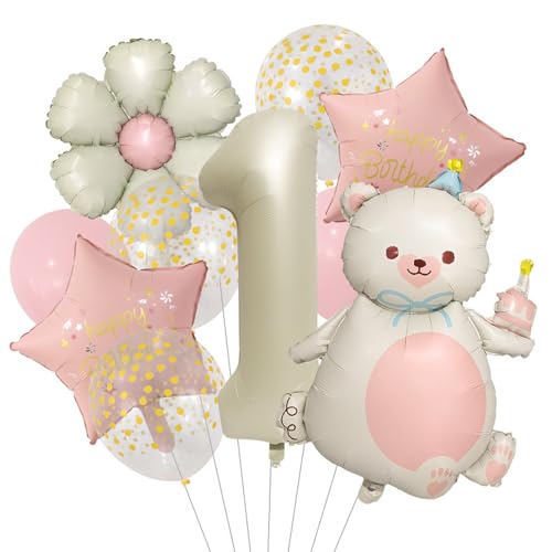 Bär Geburtstagsdeko 1 Jahr Junge, Luftballon 1. Geburtstag Junge Mädchen, Bären Deko Geburtstag 1 Jahre Set mit Bäre Folienballon und Stern Helium Ballons, Ballondekorationen für Kinder (Weiß-1 Jahr) Bär Geburtstagsdeko 1 Jahr Junge, Luftballon 1. Geburtstag Junge Mädchen, Bären Deko Geburtstag 1 Jahre Set mit Bäre Folienballon und Stern Helium Ballons, Ballondekorationen für Kinder (Weiß-1 Jahr) von Kaezuy