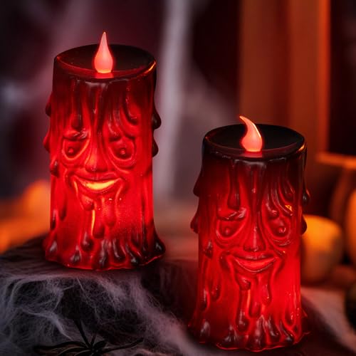 Halloween Deko Leuchtend Geister Baumstumpf, 2 Stück Baumstumpf Geist Kerzen mit LED Licht, Halloween Dekoration Geisterbaum Figur Teelichter Kerzen für Halloween Party Deko von Kaezuy
