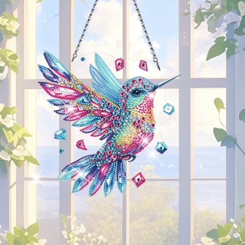 Kaezuy DIY Diamond Painting Frühling Anhänger, Doppelseitig Vogel Diamant Painting, Frühling Deko Fensterbilder Hängend Beidseitig Diamant Malerei Basteln für Tür Wand Garten (Stil-D) von Kaezuy