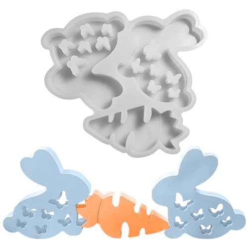 Kaezuy Frühlingshasen Gießform Silikon Für Kerzen Seifenformen DIY Basteln Saison Dekor Mit 3D Kaninchen Karotte Design von Kaezuy