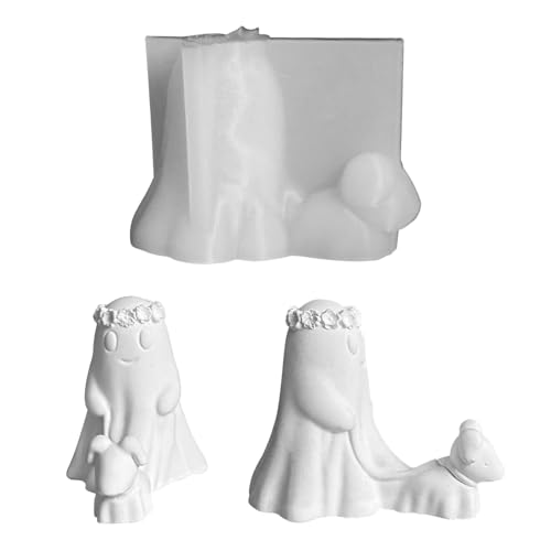 Kaezuy Halloween Geist Hund Silikonformen Für Kerzenherstellung DIY Gießformen Seifen Gipsarbeiten Flexible Handhabung 2 Größen (B) von Kaezuy