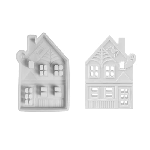 Kaezuy Halloween Haus Silikonform Gießform Für Kerzen Epoxidharz Gips Basteln 18.7x18.5x2.2cm DIY Handmade Kreationen (B) von Kaezuy