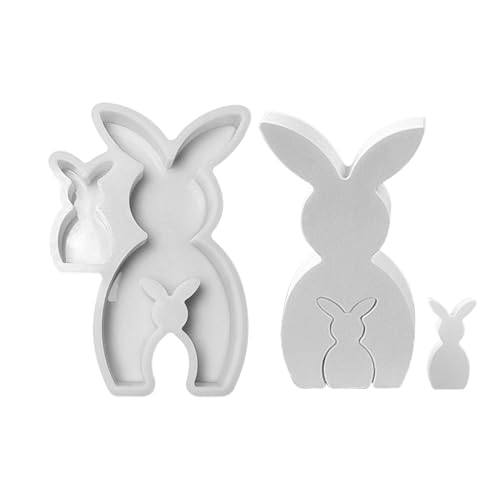 Kaezuy Osterhase Kaninchen 3D Gießformen 15,7×10,9×2,2 cm DIY Silikonformen für Schokolade Gips Kerzen Ostergeschenke Handwerk Basteln (A) von Kaezuy