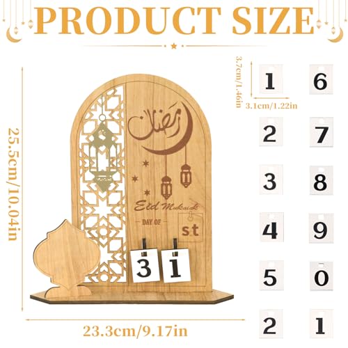 Kaezuy Ramadan DIY Holz Countdown Kalender Geschenke für Zuhause und Kinder Mit 30 Fächern (A) von Kaezuy