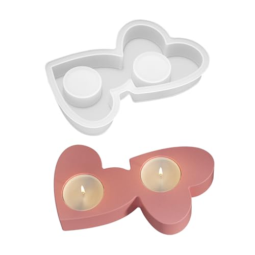 Kaezuy Silikonform Herz Kerzenhalter Gießform Für DIY Handwerk Geschenk Muttertag Heimdekoration Silikonformen Herzförmig (B) von Kaezuy