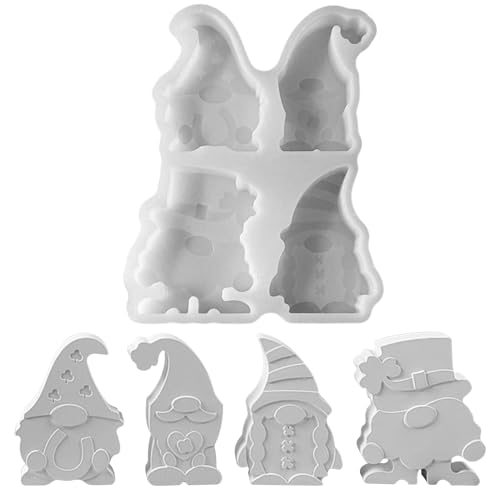 Kaezuy Silikonformen Gießformen St. Patrick's Day Osterwichtel Giessform Silikon DIY Frühlingsdeko für Gnome Figuren Bastelbedarf (A) von Kaezuy