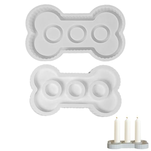 Kaezuy Silikonformen Knochenform 3 Löcher Lebensmittelsicher Kerzenhalter DIY Handwerk Gießformen für Kerzenherstellung Seifen Schokolade Epoxidharz von Kaezuy