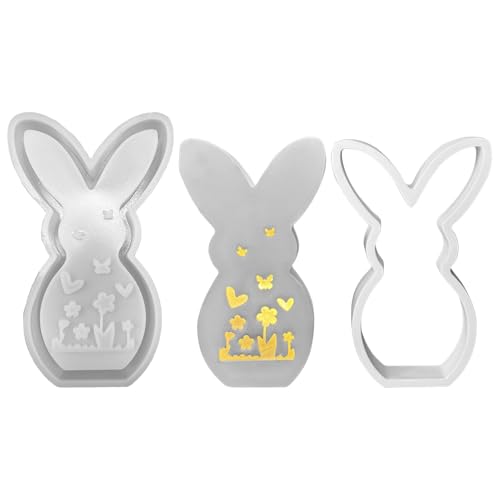 Kaezuy Silikonformen Ostern Hase 3D Kaninchen Giessformen für DIY Osterdekoration Gießformen Aus Flexiblem Silikon in 10.3cm und 15.5cm (A) von Kaezuy