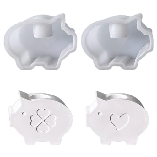 Silikonform Schwein Kerzenhalter, Silikonformen Gießformen Glücksschwein Kerzenhalter, DIY Schweinchen Giessformen Silikon für Kerzen Stabkerzen Tischdekoration (2pcs) von Kaezuy