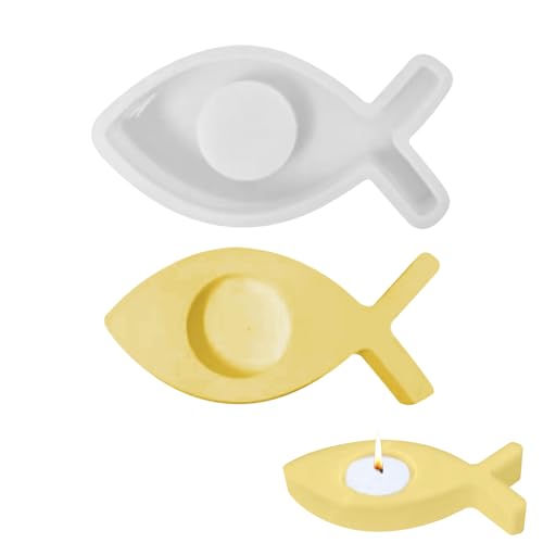 Silikonformen Gießformen, Fisch Silikonform Kerzenhalter, DIY Fisch Gießformen Kerzen, Epoxidharz Formen,Silikonform Backen für Kommunion Deko Konfirmation Taufe Geschenk (1PC) von Kaezuy