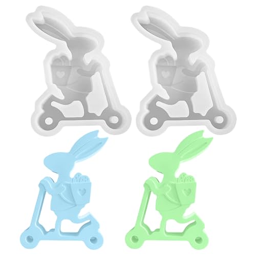 Silikonformen Gießformen Fahrrad Hase, Fahrrad Kerzenformen Zum Gießen, Ostern Silikon Gießform Gipsformen Silikonform Kerzenhalter, Fahrradhase Giessform für DIY Kerzen, Gips, Handwerk (Set B) von Kaezuy