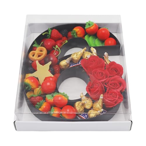 Befüllbare Pappmaché-Zahlen, Buchstaben, Pappausschnitte, Charcuterie-Brett, Lebensmittel, Süßigkeiten, Cupcake-Tablett, Party, dekorative Box (Nummer 6 und 9, schwarz), 31,8 cm von Kafucize