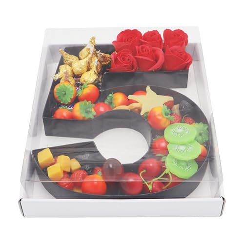 Befüllbare Pappmaché-Zahlen, Buchstaben, Pappausschnitte, Charcuterie-Brett, Lebensmittel, Süßigkeiten, Cupcake-Tablett, Party, dekorative Box (Zahl 5, schwarz), 31,8 cm von Kafucize