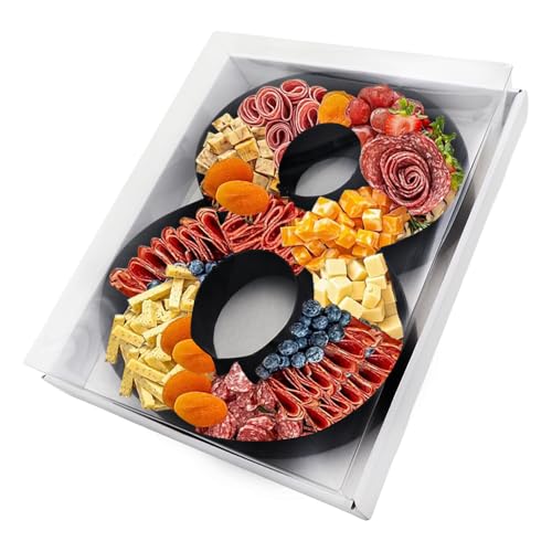 Befüllbare Pappmaché-Zahlen, Buchstaben, Pappausschnitte, Charcuterie-Brett, Lebensmittel, Süßigkeiten, Cupcake-Tablett, Party, dekorative Box (Zahl 8, schwarz), 31,8 cm von Kafucize
