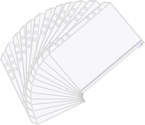 12 Stück A5 Ringmappe Reißverschluss Prospekthüllen, Wasserdichte PVC Ordner Taschen mit 6 Löchern, Durchsichtige Dokumententaschen für Fotos, Rechnungen, Notizen und Karten, Praktischer Organizer von Kahaybeall