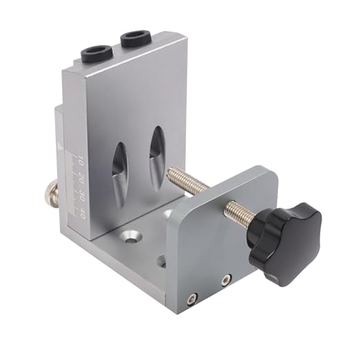 Kaichenyt Bohrschablone, Taschenlochsuche mit Gehärtete Passender Stecker Durchmesser 9mm Anwendbare Plattenstärke 12-45mm für Handwerksbetriebe 6.4x8.9x10.3cm Grau von Kaichenyt