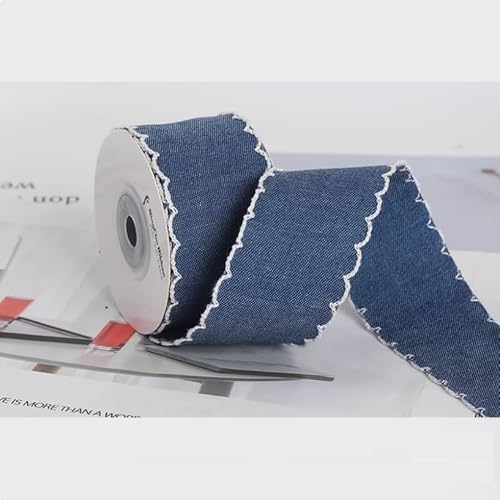 Cowboylband 5 Meter mit verdrahtete Kante Schleife Stoff DIY Handgefertigtes Material Geschenk Bouquet Verpackung Bekleidungsband (Dunkelblau) von Kailikin