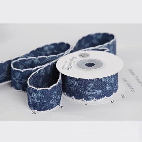 Cowboyprint Ribbon 5 Meter mit verdrahtete Kante Schleife Stoff DIY Handgefertigtes Material Geschenk Bouquet Verpackung Band Gurtband (Dunkelblau, B 2,5 cm) von Kailikin