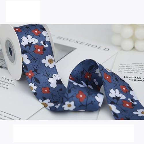 Doppelseitiges bedrucktes Polyester-Baumwollband, 4,5 m, für selbstgemachtes Haar-Accessoire oder Schleife, Stoffgewebe (weiße Kamelie, 4,5 cm x 4,5 m) von Kailikin
