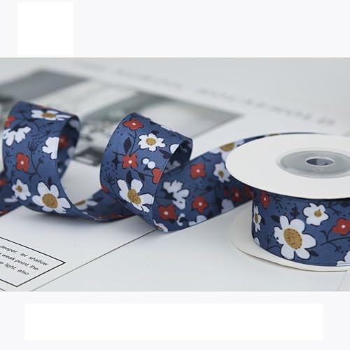Doppelseitiges bedrucktes Polyester-Baumwollband, 4,5 m, für selbstgemachtes Haar-Accessoire oder Schleifen-Material, Stoffgewebe (weiße Kamelie, 2,5 cm x 4,5 m) von Kailikin