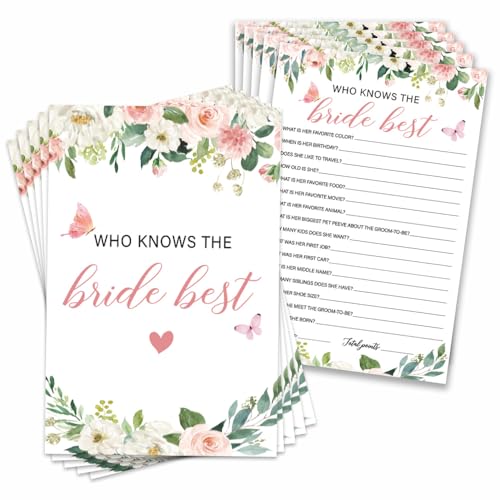 Brautparty-Spielkarten, Wer kennt die Braut am besten, botanisches Eukalyptus-Thema, Hochzeitsdusche, Partyzubehör, Verlobungs-Party-Spiele, 50 Spielkarten-Set für Party-Aktivität (doppelseitig)-54 von Kaimaloke