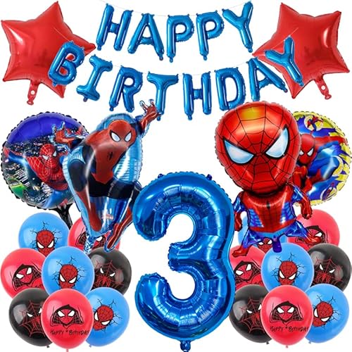 3 Jahre Geburtstag Luftballons Junge,Kindergeburtstag Deko, GeburtstagBallon Partydekorationen,Junge Geburtstag Dekoration, Avengers fur Theme Party,Riesenzahl 3 Folienballon,Cartoon Party Ballons (3) von Kaimirui