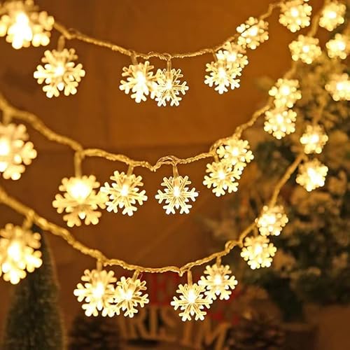 Schneeflocke Lichterketten,Weihnachtslichter 6M 40 LED lichterkette,2 Beleuchtungsmodi(Warmweiß),batteriebetriebene Lichterketten,für Weihnachten Innenbeleuchtung im Freien,Tannenbaum schmuck set von Kaishuai