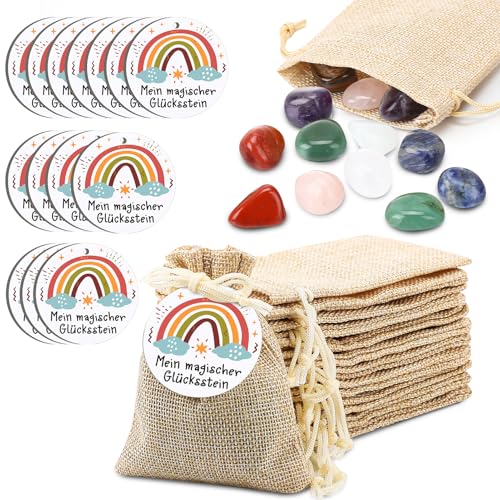Kaisibum 14 Set Glückssteine, Bunte Muggelsteine mit Beigefarbene Säckchen und “MEIN MAGISCHER Glücksstein” Waldtiere Grußkarten für Mitgebselstein, Glücksbringer, Kindergeburtstag, Gastgeschenke, Tau Kaisibum 14 Set Glückssteine, Bunte Muggelsteine mit Beigefarbene Säckchen und “MEIN MAGISCHER Glücksstein” Waldtiere Grußkarten für Mitgebselstein, Glücksbringer, Kindergeburtstag, Gastgeschenke, Tau von Kaisibum
