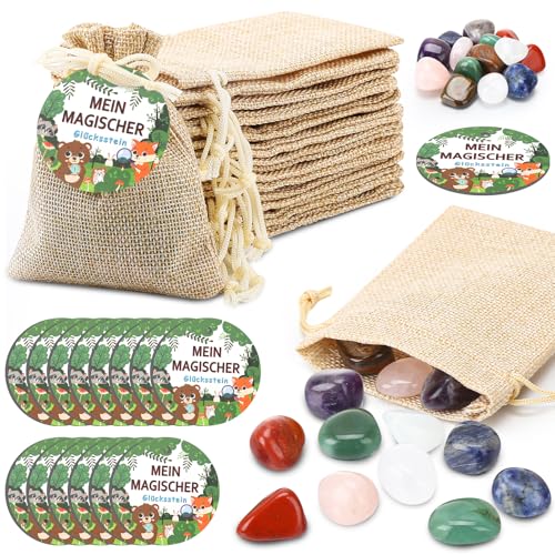 Kaisibum 14 Set Glückssteine, Bunte Muggelsteine mit Beigefarbene Säckchen und “MEIN MAGISCHER Glücksstein” Waldtiere Grußkarten für Mitgebselstein, Glücksbringer, Kindergeburtstag, Gastgeschenke Kaisibum 14 Set Glückssteine, Bunte Muggelsteine mit Beigefarbene Säckchen und “MEIN MAGISCHER Glücksstein” Waldtiere Grußkarten für Mitgebselstein, Glücksbringer, Kindergeburtstag, Gastgeschenke von Kaisibum