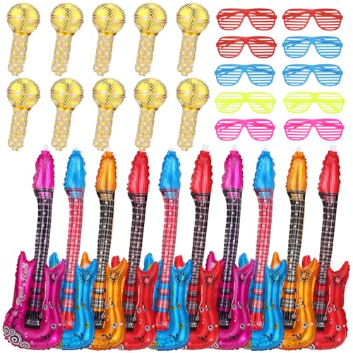 Kaisibum 30 Stück Aufblasbare Gitarre, Fotobox Accessories, Mikrofon Aufblasbar-Party-Dekorationsballon mit Farbigen Shading Gläser, Party-Requisiten für Kinder und Erwachsene, Party-Dekoration Kaisibum 30 Stück Aufblasbare Gitarre, Fotobox Accessories, Mikrofon Aufblasbar-Party-Dekorationsballon mit Farbigen Shading Gläser, Party-Requisiten für Kinder und Erwachsene, Party-Dekoration von Kaisibum