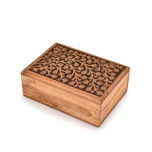 Kaizen Schmuckschatullen aus Akazienholz, mit Blumenmuster, dekoratives Andenken, Schatztruhe, tolles Geschenk für Ihre Lieben, 17,8 x 12,7 x 6,3 cm Kaizen Schmuckschatullen aus Akazienholz, mit Blumenmuster, dekoratives Andenken, Schatztruhe, tolles Geschenk für Ihre Lieben, 17,8 x 12,7 x 6,3 cm von Kaizen Casa