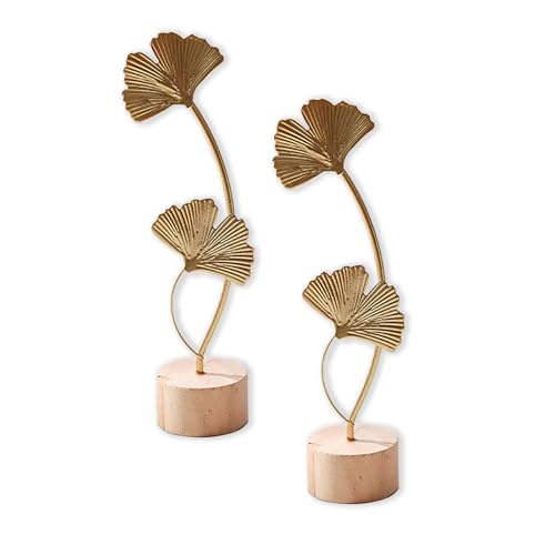 Kaizuca 2 Stück Ginkgoblatt Deko, Kreative Wohnaccessoires, Tischdeko oder Skulpturen für Wohnzimmer, Flur, Schlafzimmer, Regal, Schreibtisch oder Büro von Kaizuca