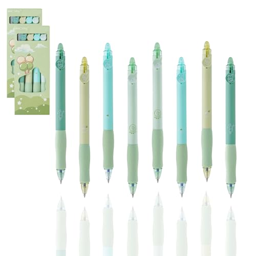 Kaizuca 8 Stück Radierbarer Kugelschreiber,0.5mm Erasable Pen Set für Studenten Geschenk, Schul Bürobedarf, mit Radiergummi,Thermosensitive Tinte Einziehbar(blau) von Kaizuca