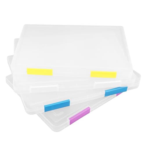 Kaizuca A4 Aufbewahrung Datei Boxen(4 pack), Transparent Kunststoff Tragbare Archivbox，Organisieren und Speichern Sie Dokumente, Kunstwerke, Fotos, Schreibwaren und Hobbywerkzeuge von Kaizuca